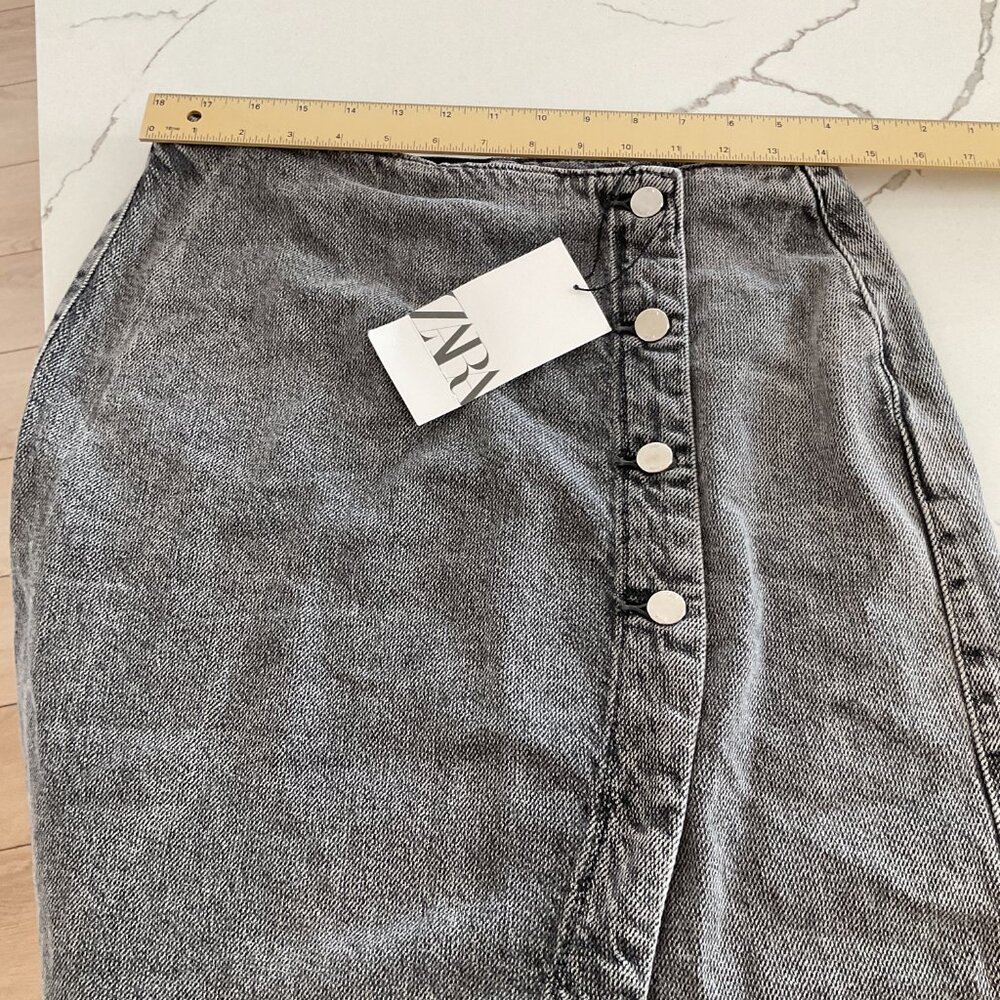 ZARA Denim Crossover Midi Skirt in Dark Gray NWT Medium M NWT - Picture 10 of 16
